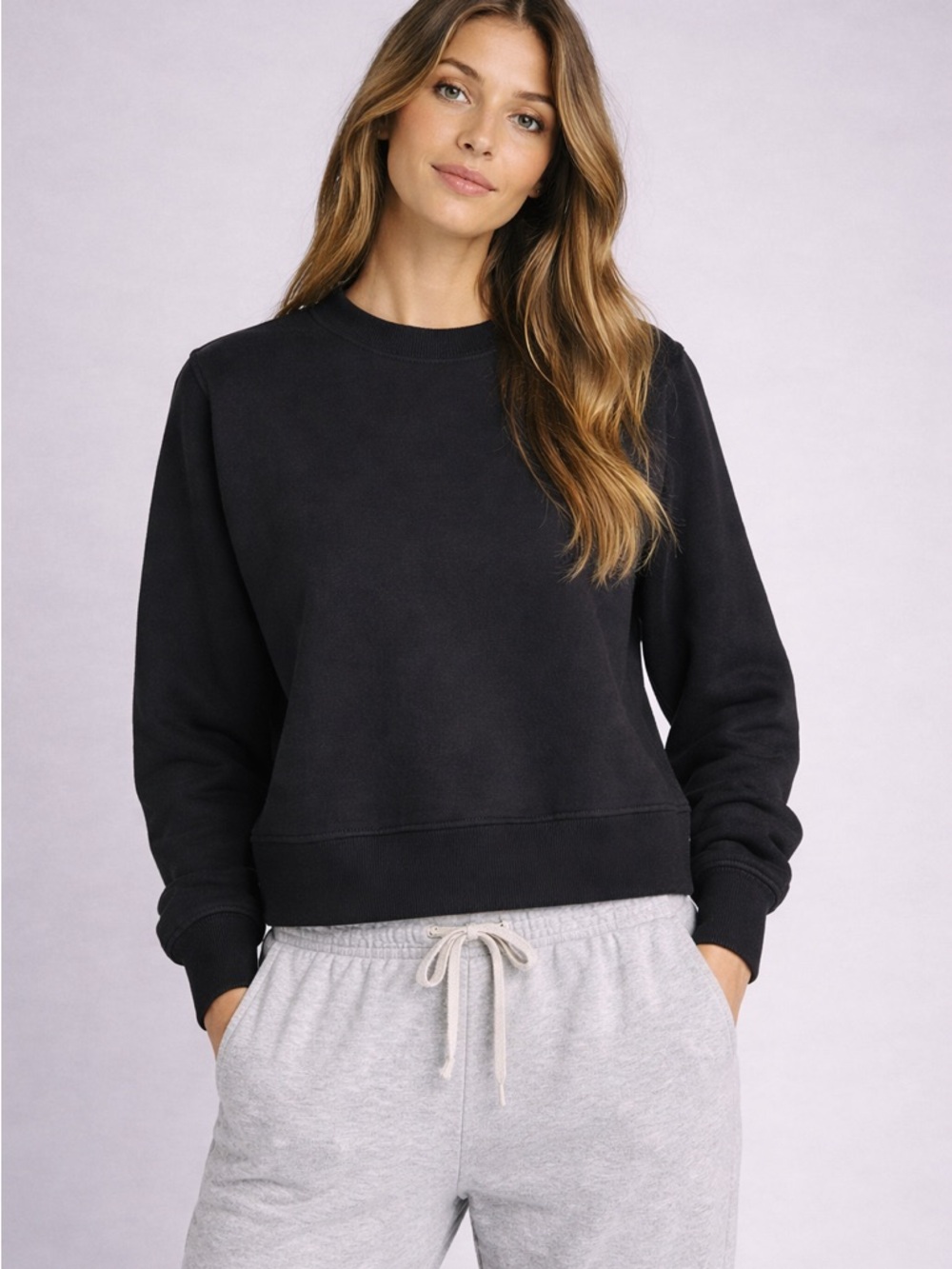 MATE The Label Black Organic Fleece Shrunken Sweatshirt NWT Small